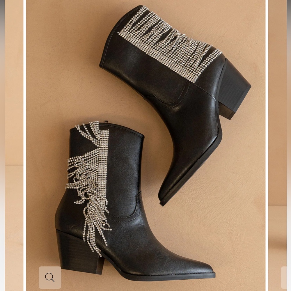 Oasis society rhinestone fringe boot
